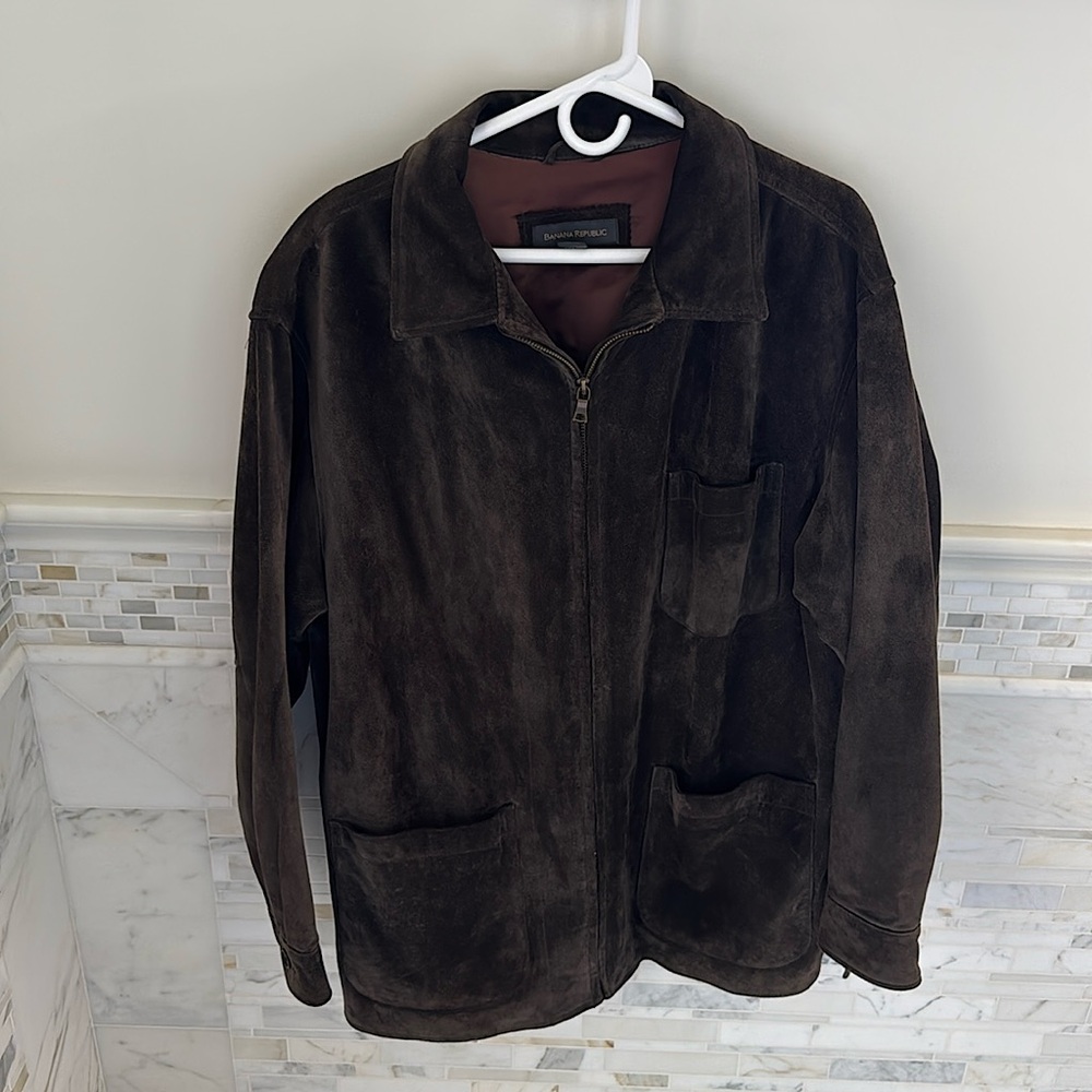 Banana Republic 100% suede jacket olive color